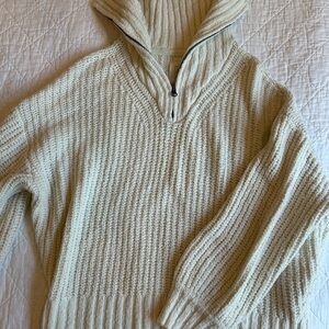 Rip Curl Cream Zip Up Ribbed Sweater